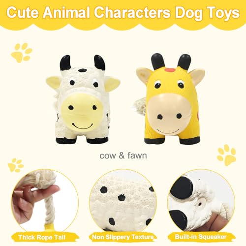 Guiwawa Dog Squeaky Toys Rope Toys Rubber Dog Chew Toy for Small & Medium Dogs for Boredom, Teeth Cleaning, Tug of War Toy (2 Pack) — view 4