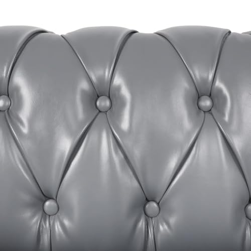 Image of WOODEN WORLD Modern & Classic Leather Sofa Set - Luxurious Comfort, Stylish Design, and Durable Build (Grey, 3+2+1 Seater)
