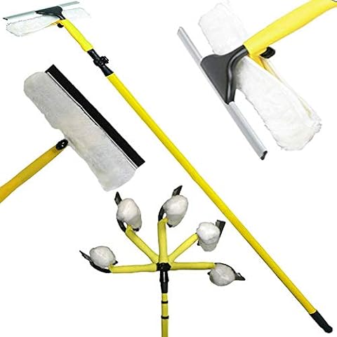 Extendable 3.5m Heavy Duty Window Glass Wash Dirt & Dust Cleaner Kit Strong Head Removable Squeegee Pole Wiper Conservatory Brush Outdoor Cover