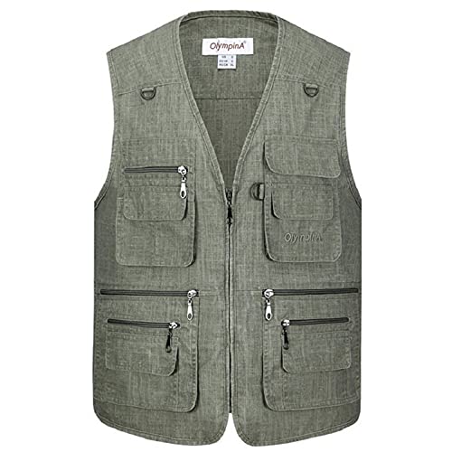 Summer Casual Large Size Olympina Mens Blue Vests Sleeveless Zipper Waistcoats Comfortable 204 Dark Gary XL2