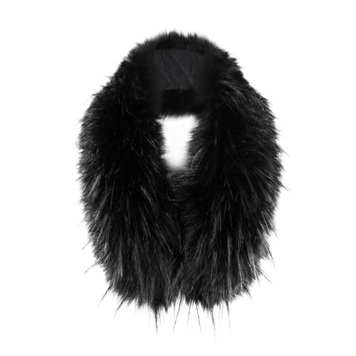 YJZQ Étole Col pourtour Capuche Écharpe Amovible chaud fausse fourrure avec boutonnières élastique Tour cou long 90CM Col de Manteau parka Vest