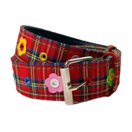 Y2K Belt for Women Retro Plaid Canvas Dopamine Floral Waistband - Grunge Fashion Accessory