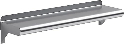 Vista 297 de AmGood Estante de pared de acero inoxidable de 60 pulgadas de largo x 8 pulgadas de profundidad Certificado NSF Estantería de metal
