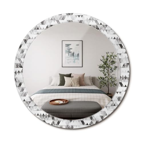 Miroir Rond Original Solution Murs Vides | Cadre en Verre Graphique Triangles 90cm - 2