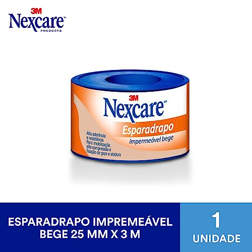 Nexcare, 3M, Esparadrapo Impermeável, Bege, 25mm x 3m