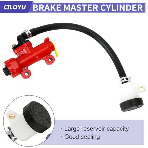 Image of KT196 Brake Master Cylinder with Brake Caliper Pads Assembly Replacement for Coleman 196cc Go Kart Cart Powersports Parts Kit Accessories Red