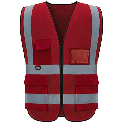 Custom Safety Vest Personalized for Women,Custom vest,Men High Visibility Security …, E-1pack-red-fba, L