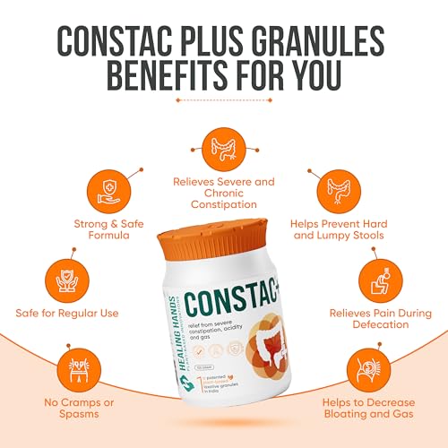 Image of Healing Hands Constac Plus for Relief in Severe Constipation, Acidity and Gas, Plant Based Natural Constipation Solution, Clinically Proven, Herbal, Strong - 100 gm (Granules)