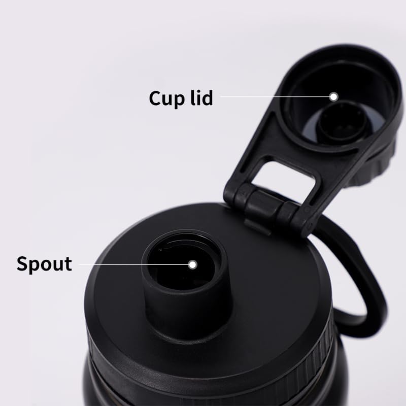 Stainless Steel Water Bottle, Matte Black, Vacuum Insulated, Wide Mouth with Handle Lid, Sports Fitness Container (Matte Black) - Image 3