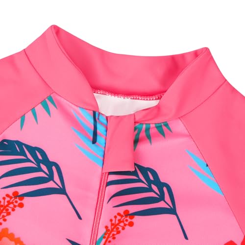 Image of TFJH E Girls Long Sleeve One Piece Swimsuit UPF 50+ Front Zipper Rash Guard Stirrup for Beach