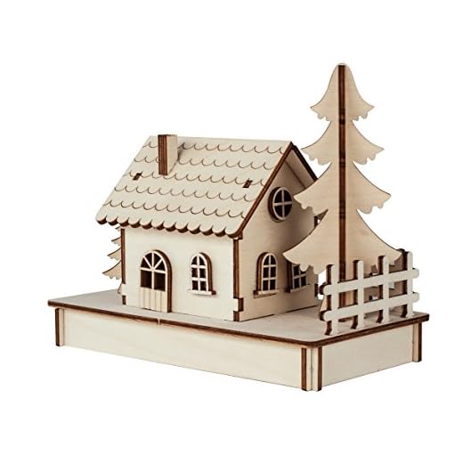 Rayher Set maqueta casa madera, con base, 17,5x9,4x14 cm, 30 piezas, 46299000
