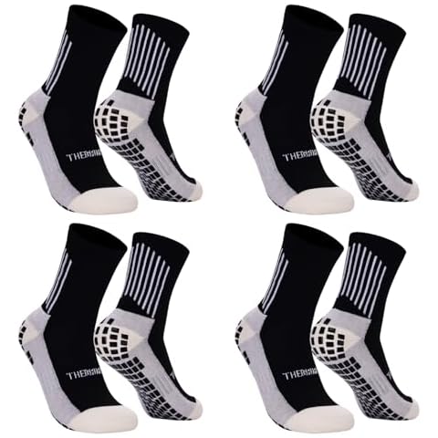 The Grip Sock Youth Socks, Soccer Socks Kids, Anti Slip Soccer Socks, Trampoline Socks, Non Slip Football Grip Socks, Kids Socks 4 pk Kids ages 4-10 (Black) Cover