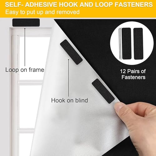 100% Blackout Blinds Stick On, Temporary Black Out Curtains, Window No Drilling Blackout Blinds with Self Adhesive Tapes for Bedroom Nursery Loft RV Car (300x145cm) - Image 2
