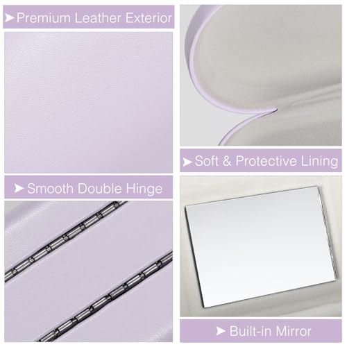 MoKo Estuche de Gafas de Doble Cara, 2 en 1 Caja Portátil de Lente de Contacto, Funda de Anteojos de PU Impermeable Ideal para Almacenar Gafas del Sol, Gafas, Lentes de Contacto, Violeta Claro - imagen 4