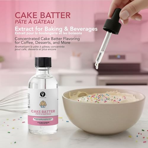Image of Dolce Flav Natural Cake Batter Extract - 2 Ounce Water-Soluble Kosher, Sugar-Free, Concentrated Birthday Cake Flavor for Frosting, Cupcakes & Ice Cream, Includes Measured Dropper