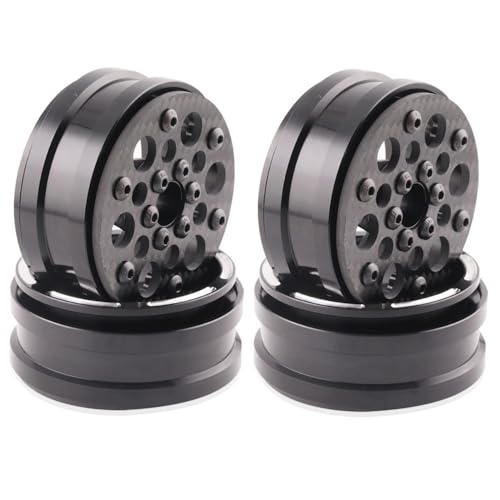 1.9 Inch beadlock Wheel Rims,4PCS Crawler Carbon Fiber Wheels Rims for 1/10 RC Crawler Capra SCX10 TRX4 TF2 VS4-10 Gen8 R1 Element Enduro 1.9S DIY (E)