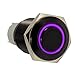 ESUPPORT 16mm 12V 3A Car Purple LED Light Angel Eye Metal Push Button Toggle Switch Socket Plug Latching Black Shell