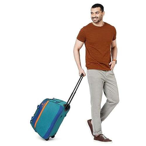 Image of Stony Brook by Nasher Miles Maze Polyester Cabin Small 52 cm Teal Blue Duffel Bag for Travel | Duffle Bag with Trolley