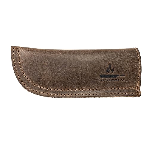 Cast Leather Co., Hot Handle Panhandle Handmade From Full Grain Leather - Potholder Double Layered, Double Stitched, Cookware Slides On/Off Easily Onto Metal Skillet Grips - Bourbon Brown #TOP1