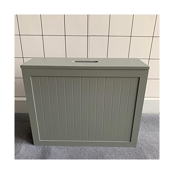 Large Grey Multi Purpose Slimline Free Standing Bamboo Wood Bathroom Toilet Roll Tissue Storage Cabinet Unit Shelf - Image 4