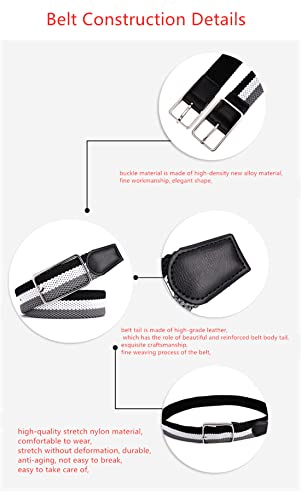 Casual Mens Belts Alloy Pin Buckle Stretch Braided Web Multicolor Woven Elastic Belt For Male/Width 1.37" / Fit Waist 24"-35"2