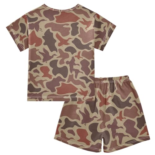 Pajama Short Sets Duck Camo Soft Cotton Summer Sleepwear 2 Piece PJS Size 5-14T2