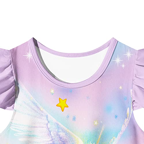 Lqsz Girls Nightgowns Dreams Unicorn Nightdress Nightie Sleepwear Pajamas Flutter Short Sleeves Nightgowns For Girls 6 7T #TOP7