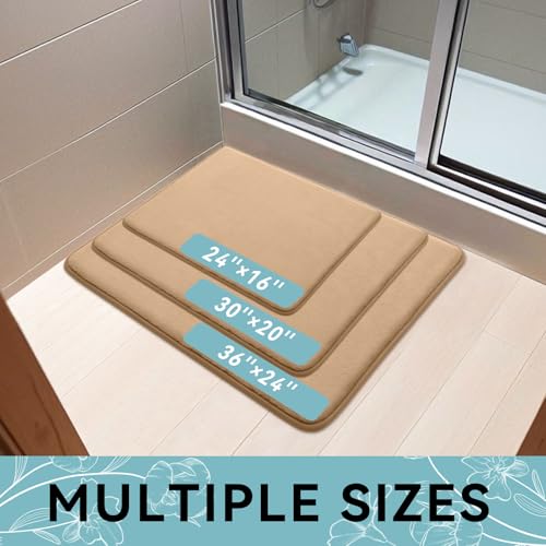 Smiry Memory Foam Bath Mat 59x24, Extra Soft and Absorbent Bathroom Mats, Non Slip Washable Carpet for Floor, Shower and Tub, Camel by Smiry - Image 9
