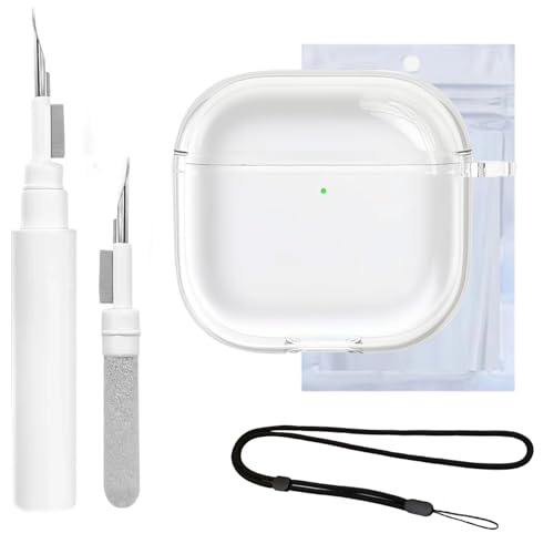 GIFANEO Coque Transparente Compatible avec Airp-ods 4 avec kit de Nettoyage, TPU Housse en Silicone,Prend en Charge Le Chargement sans,Coque de Protection en TPU (Clear)