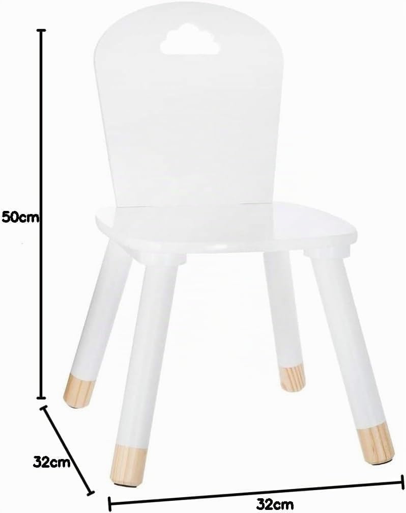 ATMOSPHERA CREATEUR D'INTERIEUR Silla de Madera para niños-Decoración Nube-Color Blanco, marrón, L. 28 x l. 50 x H. 28 cm (Paquete de 2)