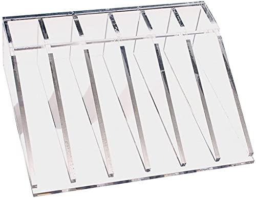 BankSupplies Clear Bill Strap Rack Organizer - Durable Acrylic with Six Compartments and Angled Dividers - Casinos, Banks, and Retailers