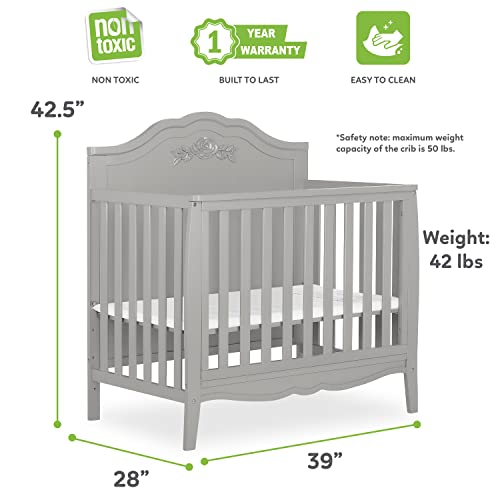 Sweetpea Baby Rose 4-In-1 Convertible Mini Crib In Platinum, Jpma Certified Baby Crib, Non-Toxic Finish, New Zealand Pinewood, With 3 Mattress Height Settings #TOP3