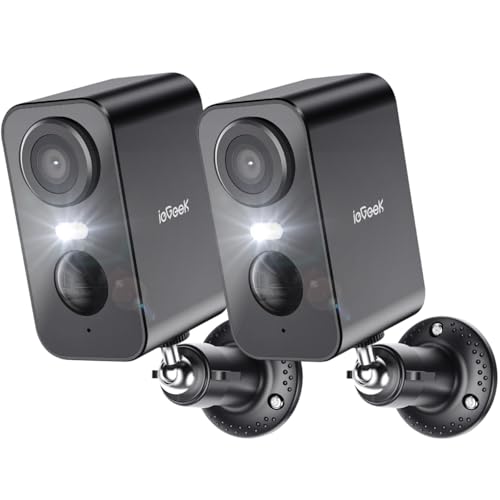ieGeek Security Cameras Wireless Outdoor 2-Pack, 2K WiFi Surveillance Camera for Home Security, Battery Powered Security Cameras with Siren & Spotlight, AI Detection, IP65 Waterproof, Works with Alexa