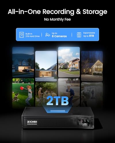 Image of ZOSI 3K Lite Wired Security Camera System Outdoor, 8 X 2MP Cameras, 2TB HDD