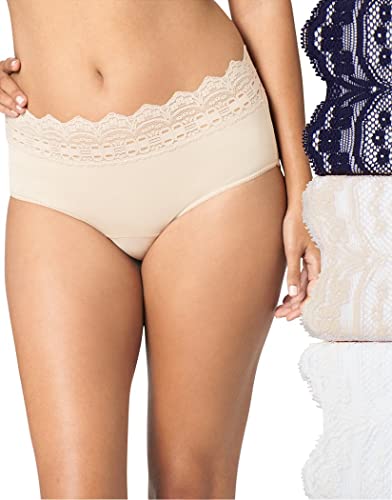 Olga Women's Secret Hugs 3 Pack Hipster Panty, Evening Blue/Butterscotch/Antique Ivory, Xxl #TOP26
