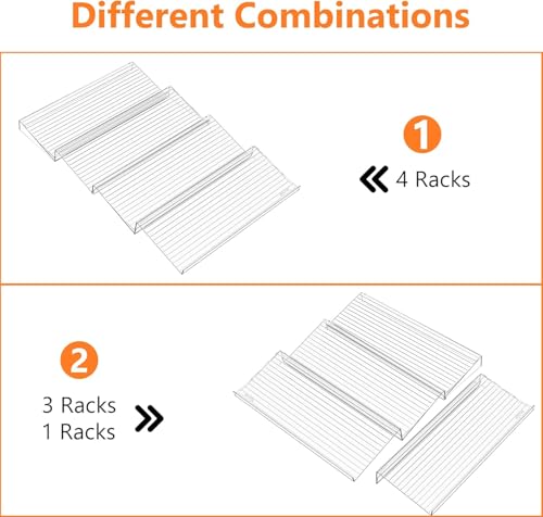 رف درج التوابل من 4 طبقات قابل للتوسيع من 28-56 سم، منظم أدراج برطمانات التوابل من الاكريليك الشفاف، مناسب لأدراج المطبخ والخزائن وسطح الطاولة، حل تخزين قابل للتوسيع من سكاي-تاتش، 2 مجموعة، 8 قطع