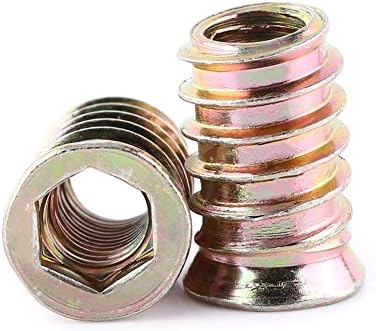 20pcs Drive Insert Nuts, Threaded Inserts, Hex Drive Head Nut Carbon Steel Hex Socket Threaded for Wood Furniture