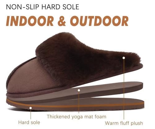 Image of KuaiLu Womens Cozy Memory Foam Slippers Ladies Fuzzy Faux Fur Lined Warm Arch Support House Shoes Slip on Comfy Winter Scuff Indoor Outdoor Rubber Hard Sole