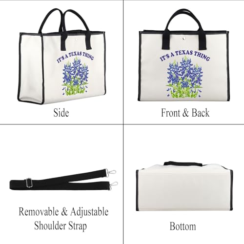 Image of JXGZSO It's a Texas Thing Bluebonnet and Yellow Rose of Texas Tote Bag Gift For Traveler