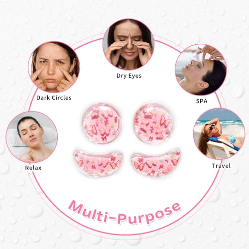 Image of 4PCS Gel Eye Ice Pack Set, Cold & Hot Compress, Reusable Cooling Gel Pads for Strain Relief, Relaxation, SPA and sleep(Butterflies)