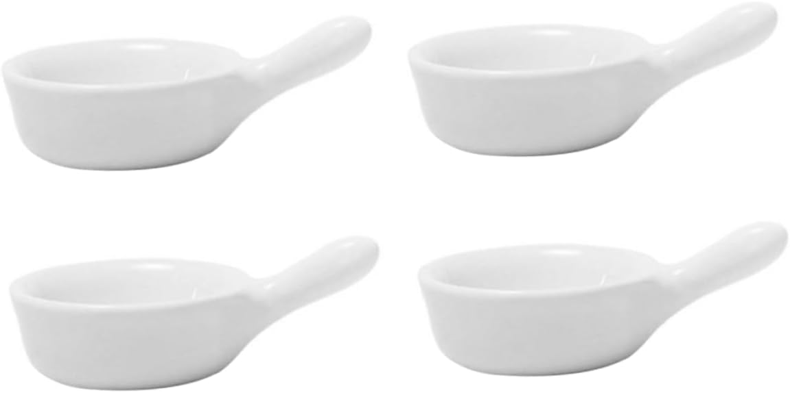 Ciieeo 4pcs Ceramic Sauce Cup Mini Dipping Dish with Handle for Appetizers Easy to Clean Reusable Side Dishes Holder for Home and Parties