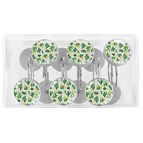 Crochets pour rideau de douche durables en acier inoxydable et décors cactus faits main - 6
