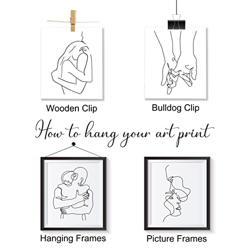 Abstract Couple's Line Art Poster Wall Decor Art Prints Set Of 4, Minimalist Wall Art Posters,Black And White Abstract Minimalist Wall Art, Home Decor For Bedroom Bathroom Living Room Apartment Decoration, 8 X 10 Inch, Unframed #TOP3