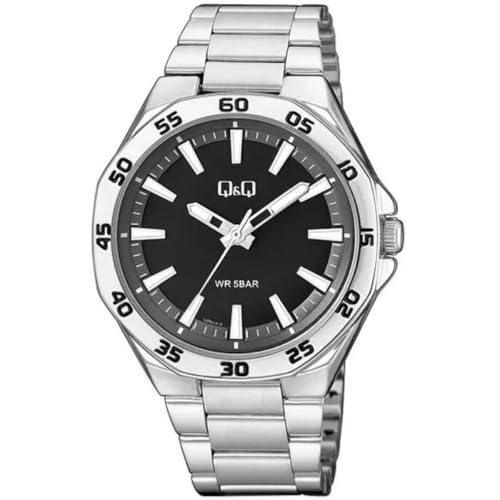 Q&Q WATCHES Reloj de Pulsera de Acero Inoxidable Plateado para Hombre QZ82J212Y, Plata, Cronógrafo, Digital Q&Q WATCHES Reloj de Pulsera de Acero Inoxidable Plateado para Hombre QZ82J212Y, Plata, Cronógrafo, Digital