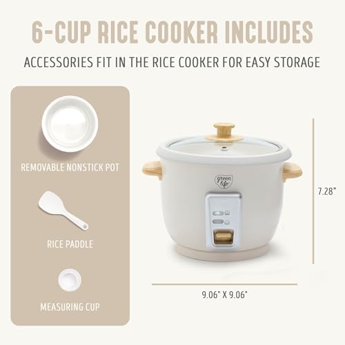 Close-up of the rice cooker's control switch showing OFF, WHITE RICE, and BROWN RICE positions.