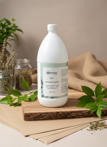 Image of 1 Ltr Herbal Green Shampoo Base - Sulfate & Paraben Free DIY Hair Cleanser - Light Green Botanical Formula with Aloe Vera & Neem Extracts - 1000ml Gentle Liquid Soap Base for All Hair Types