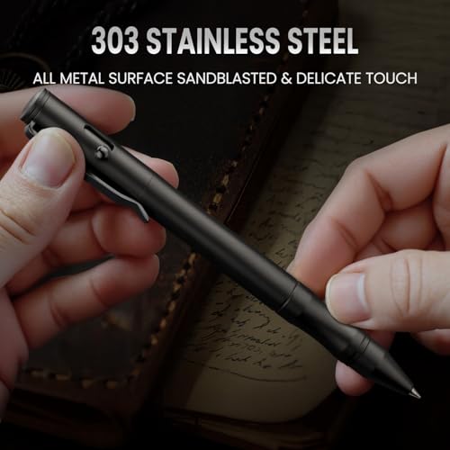 Set 2 bolígrafos de acero inoxidable con recargas de gel negras miniatura 5
