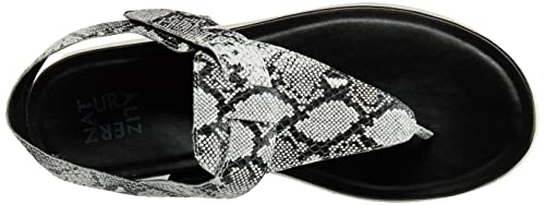 Naturalizer Women's Lincoln Flat Sandals, White Snake, 7 Wide #TOP4