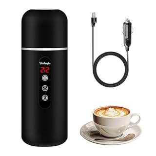 Electric Travel Kettle,12V/24V Car Coffee Warmer Kettle,Portable Hot Water Boiler,Small Hot Water Heater with Built-in Magnetic Induction Stirring