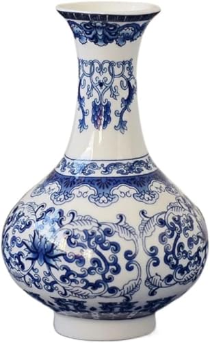 Grand vase en céramique bleu et blanc : l'éclat intemporel de la porcelaine rétro